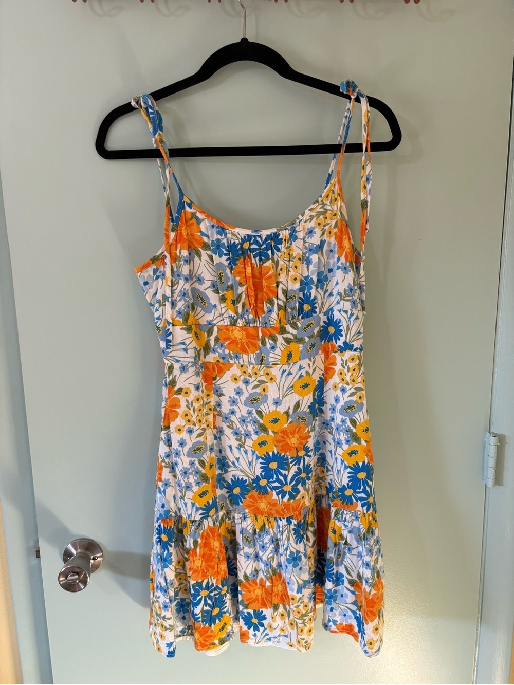 Sugarlips White Floral Mini Dress with Orange and Blue Flowers